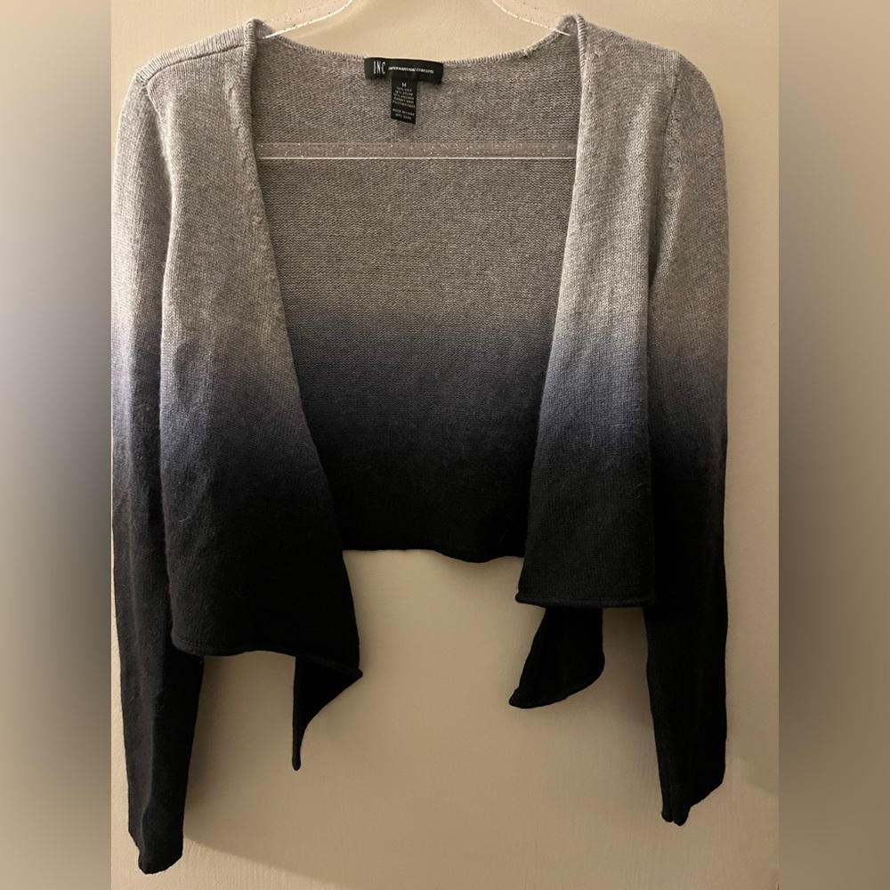 INC International Concepts Ombre Open-Front Cardigan in Gray and Black